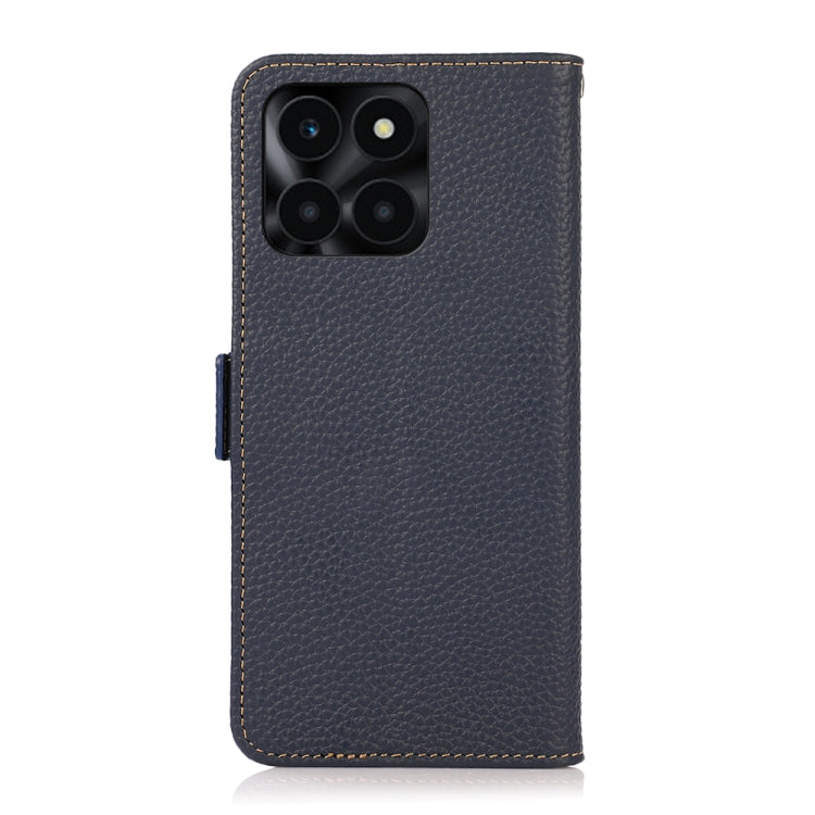 For Honor X6A KHAZNEH Side-Magnetic Litchi Genuine Leather RFID Phone Case(Blue) - Honor Cases by PMC TechLife | Online Shopping South Africa | PMC TechLife | Buy Now Pay Later Mobicred