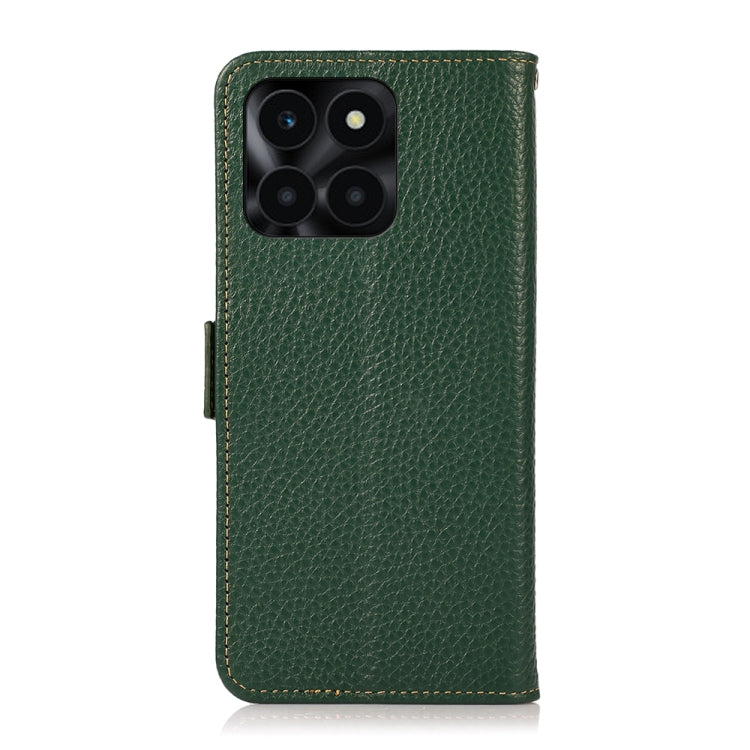 For Honor X6A KHAZNEH Side-Magnetic Litchi Genuine Leather RFID Phone Case(Green) - Honor Cases by PMC TechLife | Online Shopping South Africa | PMC TechLife | Buy Now Pay Later Mobicred