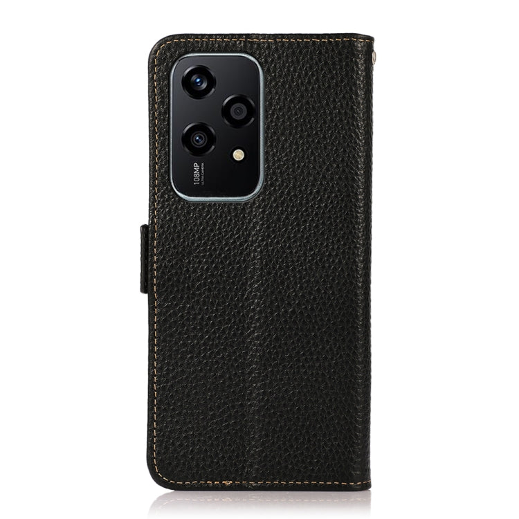 For Honor 200 Lite Global KHAZNEH Side-Magnetic Litchi Genuine Leather RFID Phone Case(Black) - Honor Cases by PMC TechLife | Online Shopping South Africa | PMC TechLife | Buy Now Pay Later Mobicred