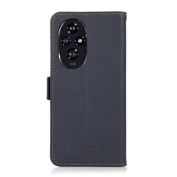 For Honor 200 Pro KHAZNEH Side-Magnetic Litchi Genuine Leather RFID Phone Case(Blue) - Honor Cases by PMC TechLife | Online Shopping South Africa | PMC TechLife | Buy Now Pay Later Mobicred