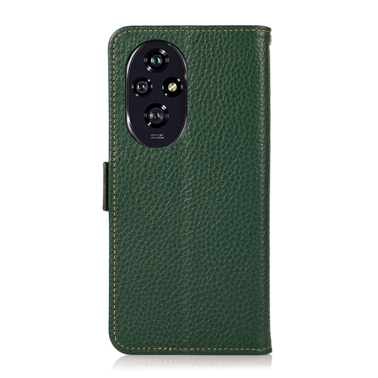 For Honor 200 Pro KHAZNEH Side-Magnetic Litchi Genuine Leather RFID Phone Case(Green) - free shipping - PMC TechLife - Order now!