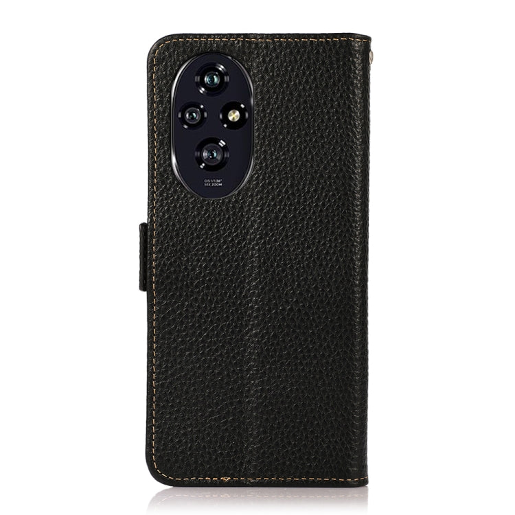 For Honor 200 KHAZNEH Side-Magnetic Litchi Genuine Leather RFID Phone Case(Black) - free shipping - PMC TechLife - Order now!
