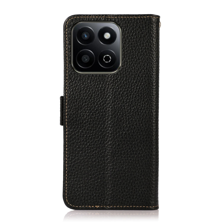 For Honor 200 Smart / Play 60 Plus KHAZNEH Side-Magnetic Litchi Genuine Leather RFID Phone Case(Black) - Honor Cases by PMC TechLife | Online Shopping South Africa | PMC TechLife | Buy Now Pay Later Mobicred