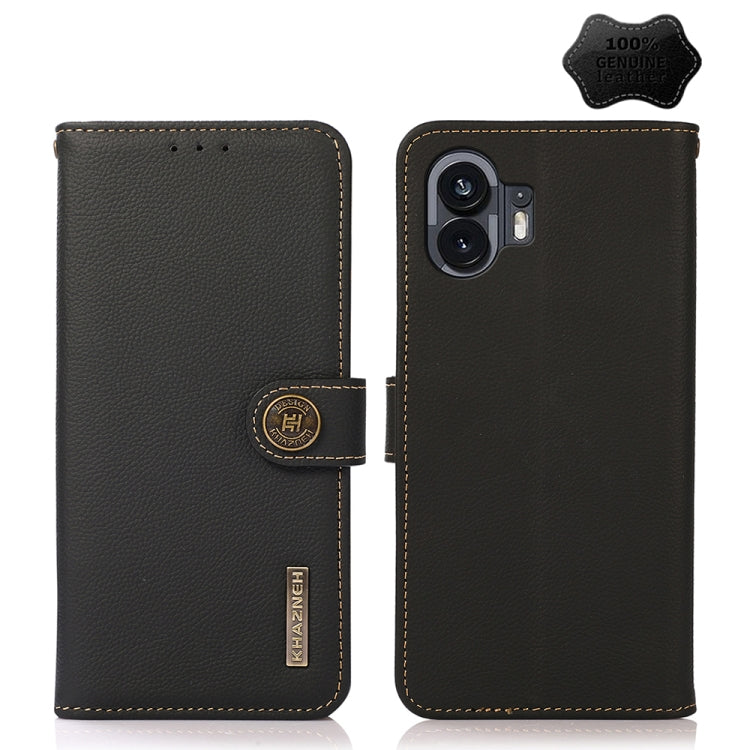 For Nothing Phone 2 KHAZNEH Custer Genuine Leather RFID Phone Case(Black) - More Brand by PMC TechLife | Online Shopping South Africa | PMC TechLife | Buy Now Pay Later Mobicred