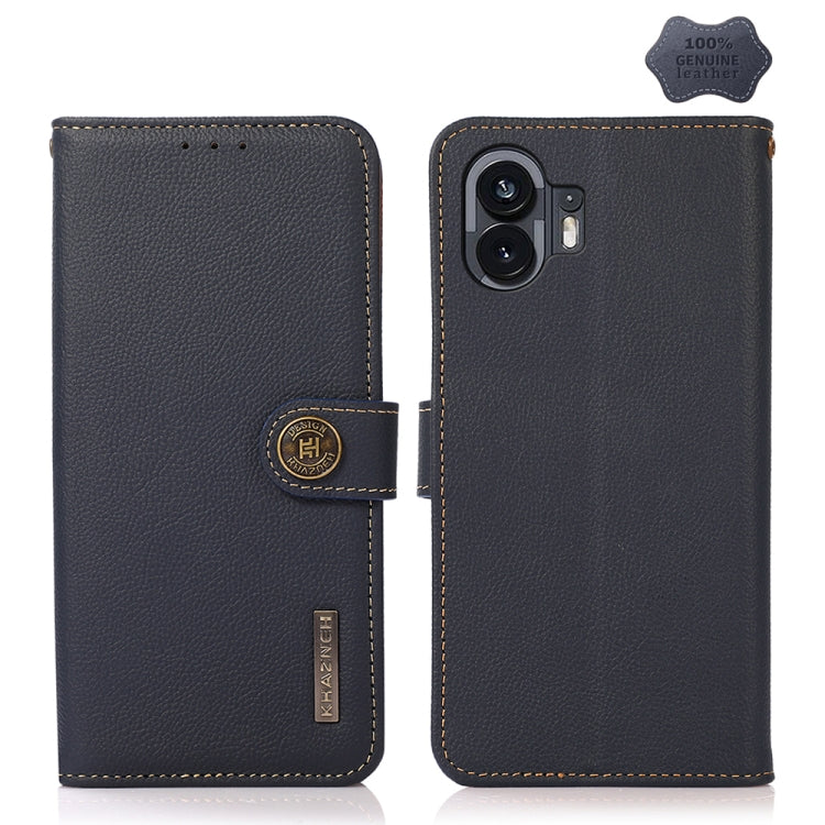 For Nothing Phone 2 KHAZNEH Custer Genuine Leather RFID Phone Case(Blue) - More Brand by PMC TechLife | Online Shopping South Africa | PMC TechLife | Buy Now Pay Later Mobicred