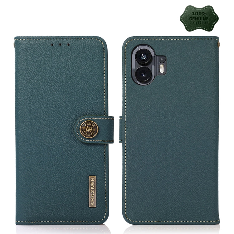 For Nothing Phone 2 KHAZNEH Custer Genuine Leather RFID Phone Case(Green) - More Brand by PMC TechLife | Online Shopping South Africa | PMC TechLife | Buy Now Pay Later Mobicred