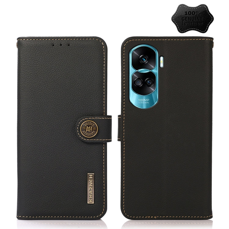 For Honor X50i 5G/90 Lite KHAZNEH Custer Genuine Leather RFID Phone Case(Black) - Honor Cases by PMC TechLife | Online Shopping South Africa | PMC TechLife | Buy Now Pay Later Mobicred