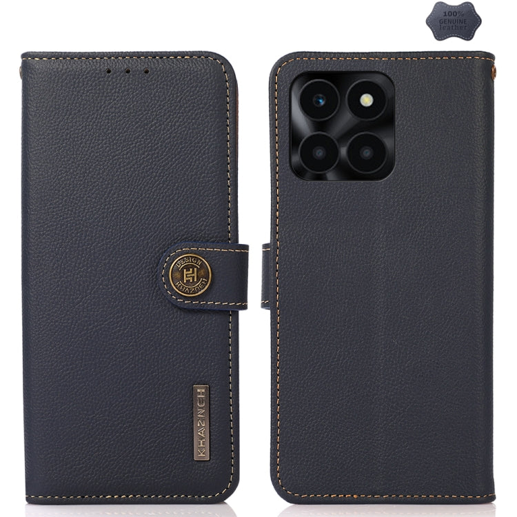 For Honor X6A KHAZNEH Custer Genuine Leather RFID Phone Case(Blue) - Honor Cases by PMC TechLife | Online Shopping South Africa | PMC TechLife | Buy Now Pay Later Mobicred