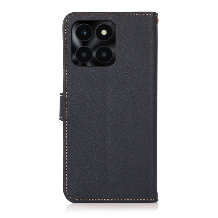 For Honor X6A KHAZNEH Custer Genuine Leather RFID Phone Case(Blue) - Honor Cases by PMC TechLife | Online Shopping South Africa | PMC TechLife | Buy Now Pay Later Mobicred