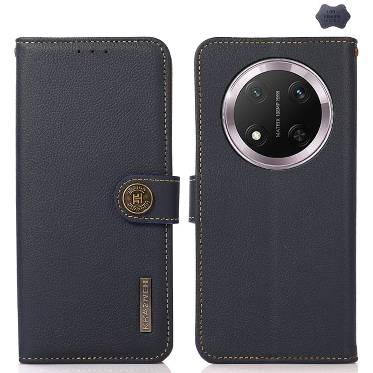 For Honor X9c KHAZNEH Custer Genuine Leather RFID Phone Case(Blue) - Honor Cases by PMC TechLife | Online Shopping South Africa | PMC TechLife | Buy Now Pay Later Mobicred