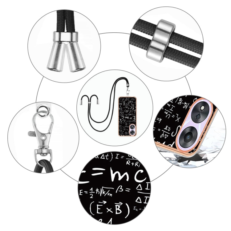 For OPPO A78 / A58 Electroplating Dual-side IMD Phone Case with Lanyard(Equation) - OPPO Cases by PMC TechLife | Online Shopping South Africa | PMC TechLife