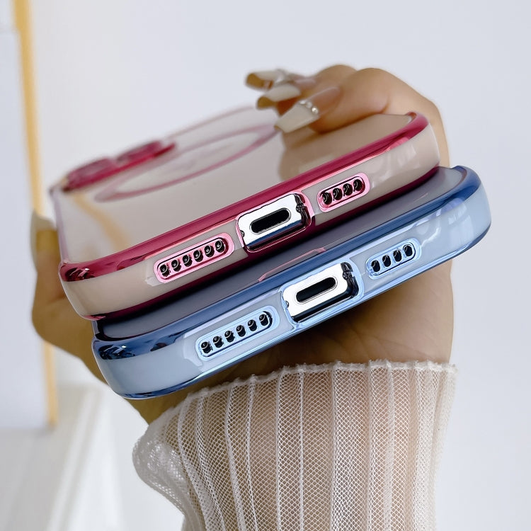 For iPhone 14 Pro Electroplate Side Roses Flower MagSafe Phone Case(Purple) - iPhone 14 Pro Cases by PMC TechLife | Online Shopping South Africa | PMC TechLife