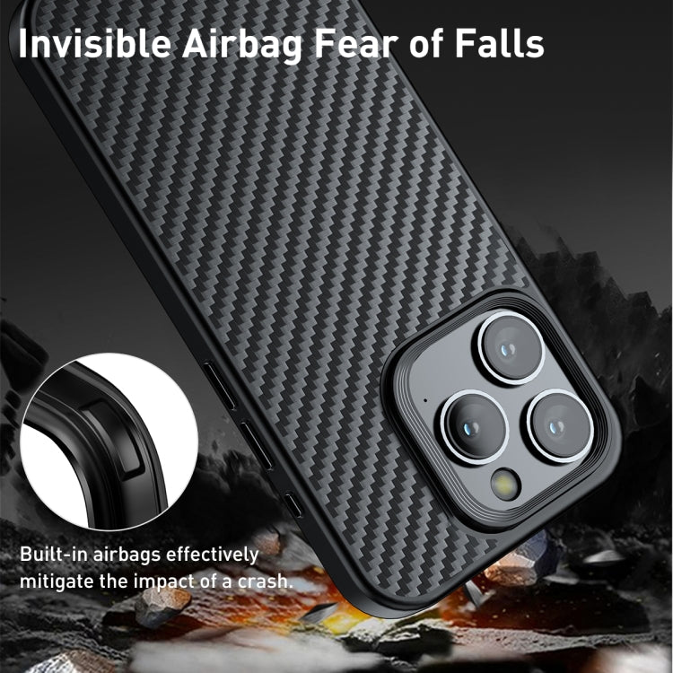 For iPhone 15 Pro wlons Magsafe Carbon Fiber Kevlar TPU Phone Case(Black) - free shipping - PMC Jewellery - Order now!