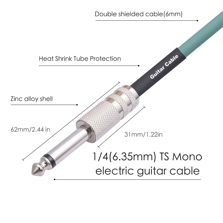 3045GR Mono 6.35mm Plug Male to Male Electric Guitar Audio Cable, Length:10m - Microphone Audio Cable & Connector by PMC TechLife | Online Shopping South Africa | PMC TechLife | Buy Now Pay Later Mobicred