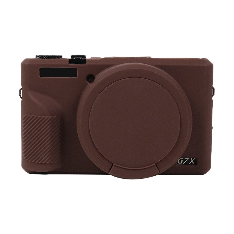 For Canon PowerShot G7 X Mark III / G7X3 Soft Silicone Protective Case with Lens Cover(Coffee) - Protective Case by PMC TechLife | Online Shopping South Africa | PMC TechLife
