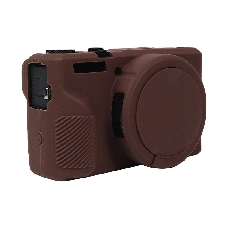 For Canon PowerShot G7 X Mark III / G7X3 Soft Silicone Protective Case with Lens Cover(Coffee) - Protective Case by PMC TechLife | Online Shopping South Africa | PMC TechLife