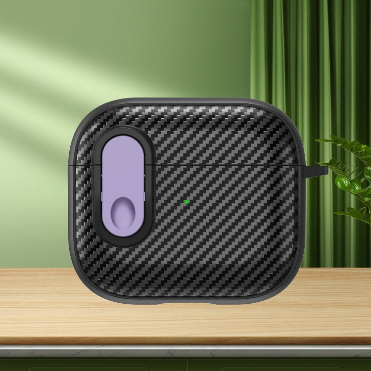 For AirPods 3 Carbon Fiber Texture Wireless Earphones Case with Security Lock(Purple) - For AirPods 3 by PMC Jewellery | Online Shopping South Africa | PMC Jewellery | Buy Now Pay Later Mobicred