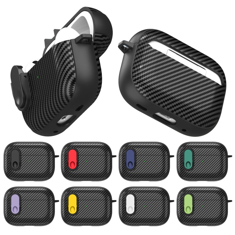 For AirPods 2 / 1 Carbon Fiber Texture Wireless Earphones Case with Security Lock(Dark Green) - For AirPods 1/2 by PMC Jewellery | Online Shopping South Africa | PMC Jewellery | Buy Now Pay Later Mobicred