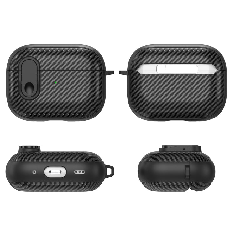 For AirPods Pro Carbon Fiber Texture Wireless Earphones Case with Security Lock(Blue) - For AirPods Pro by PMC Jewellery | Online Shopping South Africa | PMC Jewellery | Buy Now Pay Later Mobicred