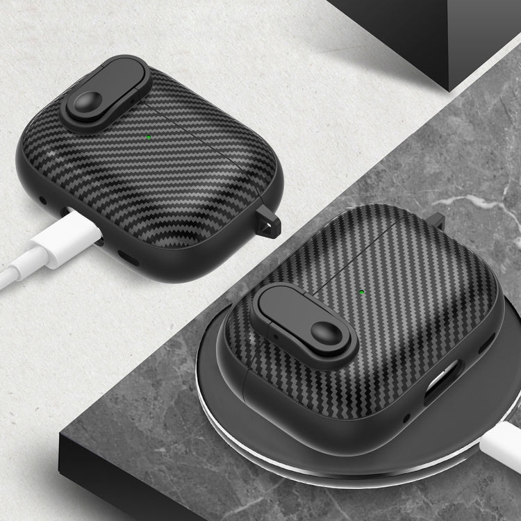 For AirPods 2 / 1 Carbon Fiber Texture Wireless Earphones Case with Security Lock(Dark Green) - For AirPods 1/2 by PMC Jewellery | Online Shopping South Africa | PMC Jewellery | Buy Now Pay Later Mobicred