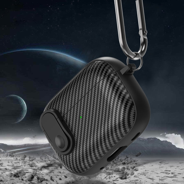 For AirPods 2 / 1 Carbon Fiber Texture Wireless Earphones Case with Security Lock(Purple) - For AirPods 1/2 by PMC Jewellery | Online Shopping South Africa | PMC Jewellery | Buy Now Pay Later Mobicred