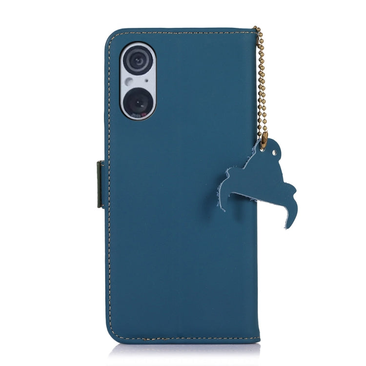 For Sony Xperia 5 V Genuine Leather Magnetic RFID Leather Phone Case(Blue) - Sony Cases by PMC TechLife | Online Shopping South Africa | PMC TechLife | Buy Now Pay Later Mobicred