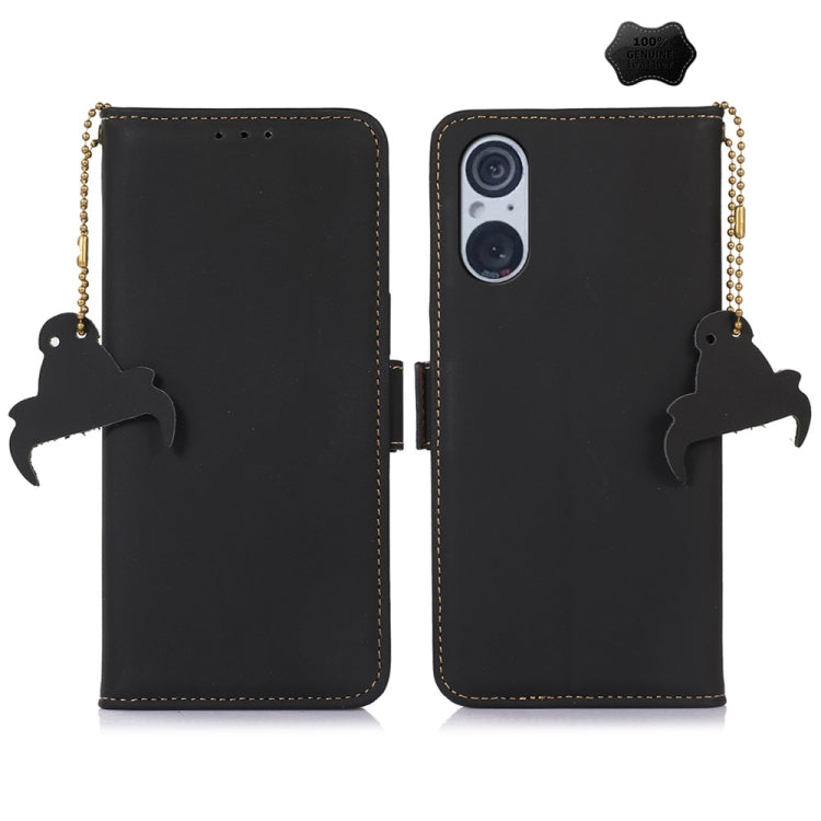 For Sony Xperia 5 V Genuine Leather Magnetic RFID Leather Phone Case(Black) - Sony Cases by PMC TechLife | Online Shopping South Africa | PMC TechLife | Buy Now Pay Later Mobicred