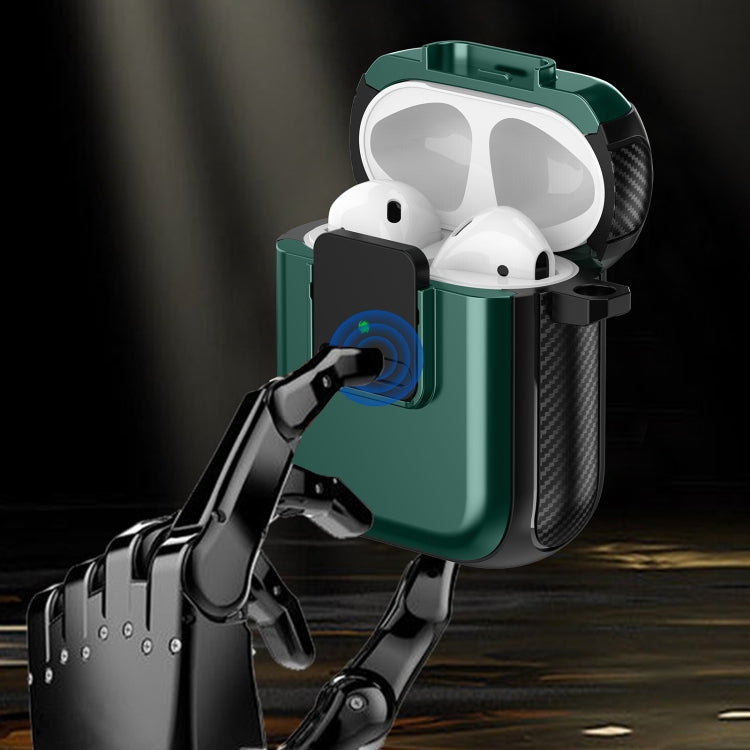 For AirPods 2 / 1 TPU + PC Wireless Earphones Case with Magnetic Switch(Black) - free shipping - PMC Jewellery - Order now!