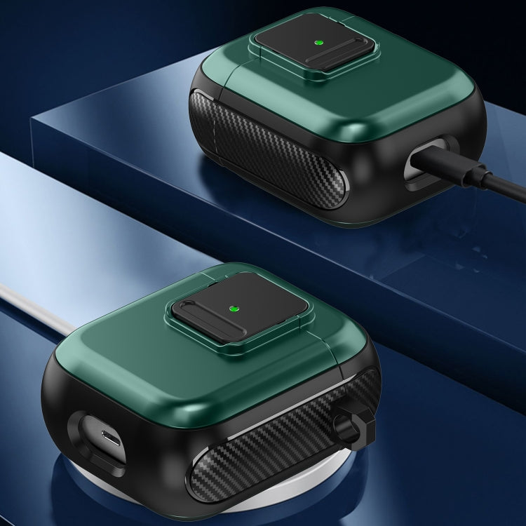 For AirPods 2 / 1 TPU + PC Wireless Earphones Case with Magnetic Switch(Green) - For AirPods 1/2 by PMC Jewellery | Online Shopping South Africa | PMC Jewellery | Buy Now Pay Later Mobicred
