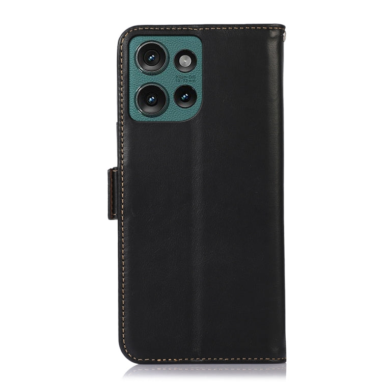 For Motorola Edge 50 Global Magnetic Crazy Horse Texture Genuine Leather Phone Case(Black) - Motorola Cases by PMC TechLife | Online Shopping South Africa | PMC TechLife | Buy Now Pay Later Mobicred
