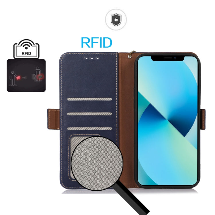 For Motorola Edge 50 Global Magnetic Crazy Horse Texture Genuine Leather Phone Case(Blue) - Motorola Cases by PMC TechLife | Online Shopping South Africa | PMC TechLife | Buy Now Pay Later Mobicred