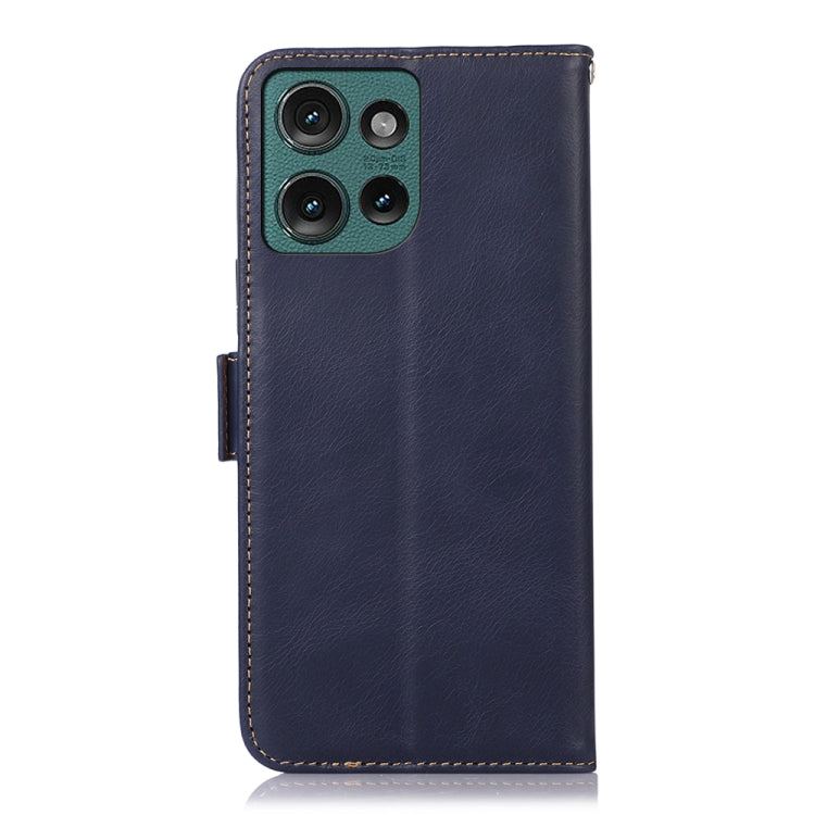 For Motorola Edge 50 Neo Magnetic Crazy Horse Texture Genuine Leather Phone Case(Blue) - Motorola Cases by PMC TechLife | Online Shopping South Africa | PMC TechLife | Buy Now Pay Later Mobicred