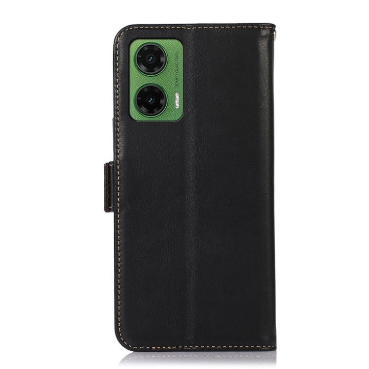 For Motorola Moto G35 Magnetic Crazy Horse Texture Genuine Leather Phone Case(Black) - Motorola Cases by PMC TechLife | Online Shopping South Africa | PMC TechLife | Buy Now Pay Later Mobicred