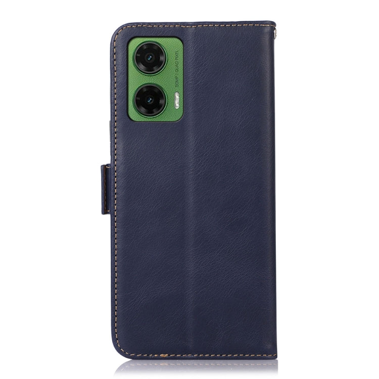 For Motorola Moto G35 Magnetic Crazy Horse Texture Genuine Leather Phone Case(Blue) - Motorola Cases by PMC TechLife | Online Shopping South Africa | PMC TechLife | Buy Now Pay Later Mobicred
