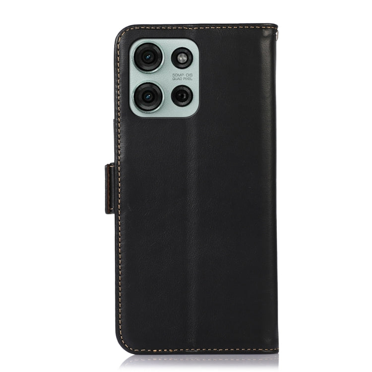 For Motorola Moto G75 5G Magnetic Crazy Horse Texture Genuine Leather Phone Case(Black) - Motorola Cases by PMC TechLife | Online Shopping South Africa | PMC TechLife | Buy Now Pay Later Mobicred