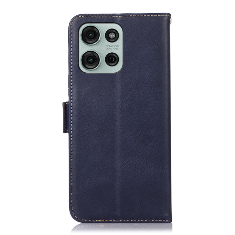 For Motorola Moto G75 5G Magnetic Crazy Horse Texture Genuine Leather Phone Case(Blue) - Motorola Cases by PMC TechLife | Online Shopping South Africa | PMC TechLife | Buy Now Pay Later Mobicred