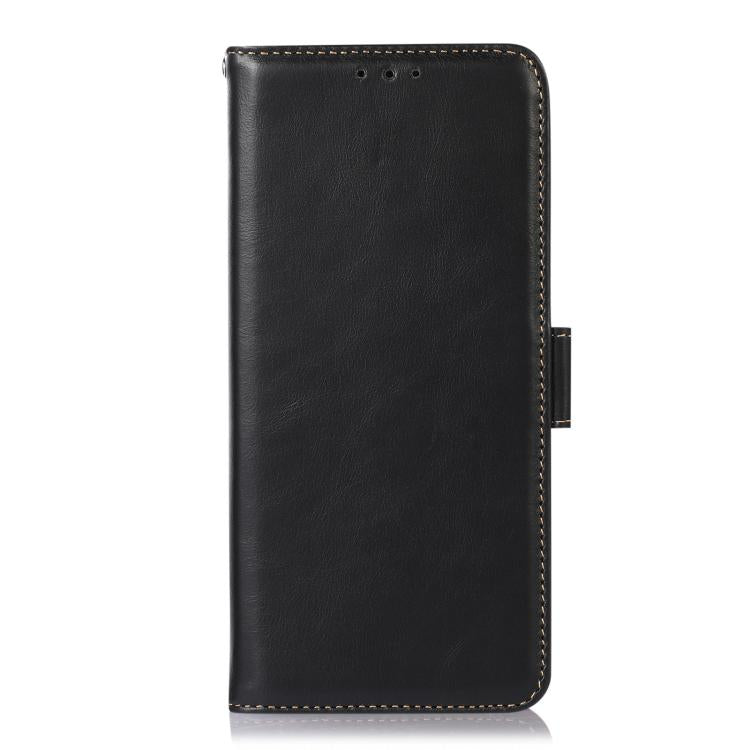 For Motorola Moto G15 4G Magnetic Crazy Horse Texture Genuine Leather Phone Case(Black) - Motorola Cases by PMC TechLife | Online Shopping South Africa | PMC TechLife | Buy Now Pay Later Mobicred