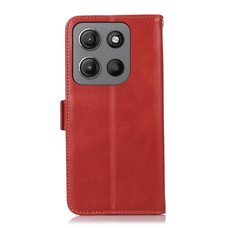 For Motorola Moto G15 4G Magnetic Crazy Horse Texture Genuine Leather Phone Case(Red) - Motorola Cases by PMC TechLife | Online Shopping South Africa | PMC TechLife | Buy Now Pay Later Mobicred