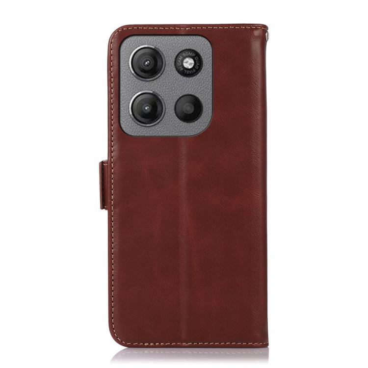 For Motorola Moto G15 4G Magnetic Crazy Horse Texture Genuine Leather Phone Case(Brown) - Motorola Cases by PMC TechLife | Online Shopping South Africa | PMC TechLife | Buy Now Pay Later Mobicred