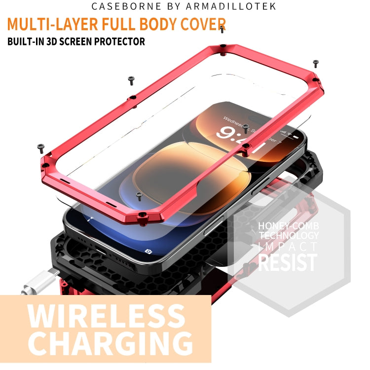 For iPhone 16 Pro Max R-JUST Sliding Camera IP54 Life Waterproof Holder Phone Case(Red) - free shipping - PMC Jewellery - Order now!