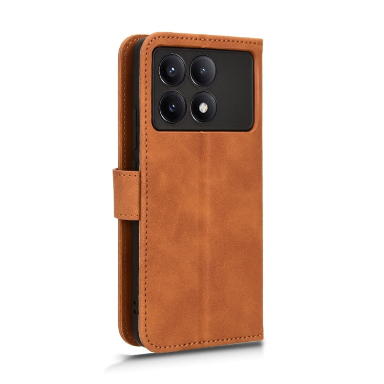 For Xiaomi Redmi K70 / K70 Pro Skin Feel Magnetic Flip Leather Phone Case(Brown) - Xiaomi Cases by PMC Jewellery | Online Shopping South Africa | PMC Jewellery | Buy Now Pay Later Mobicred