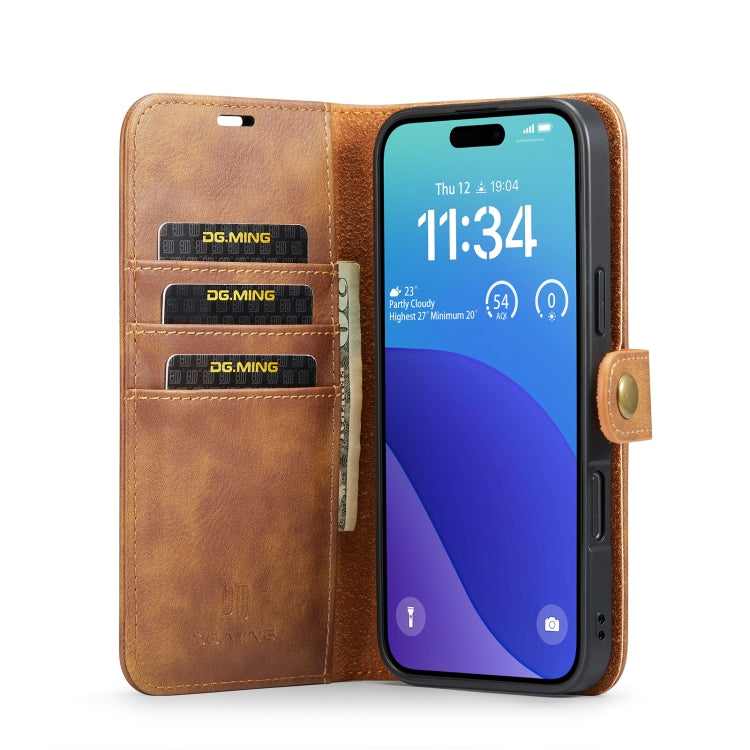 For iPhone 16 Pro Max DG.MING Crazy Horse Texture Detachable Magnetic Leather Phone Case(Brown) - free shipping - PMC Jewellery - Order now!