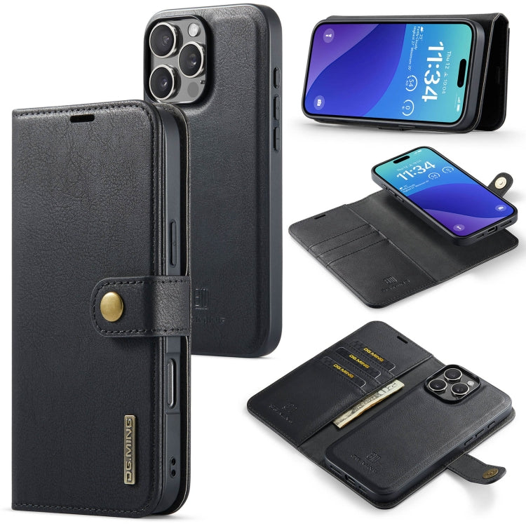 For iPhone 16 Pro DG.MING Crazy Horse Texture Detachable Magnetic Leather Phone Case(Black) - free shipping - PMC Jewellery - Order now!