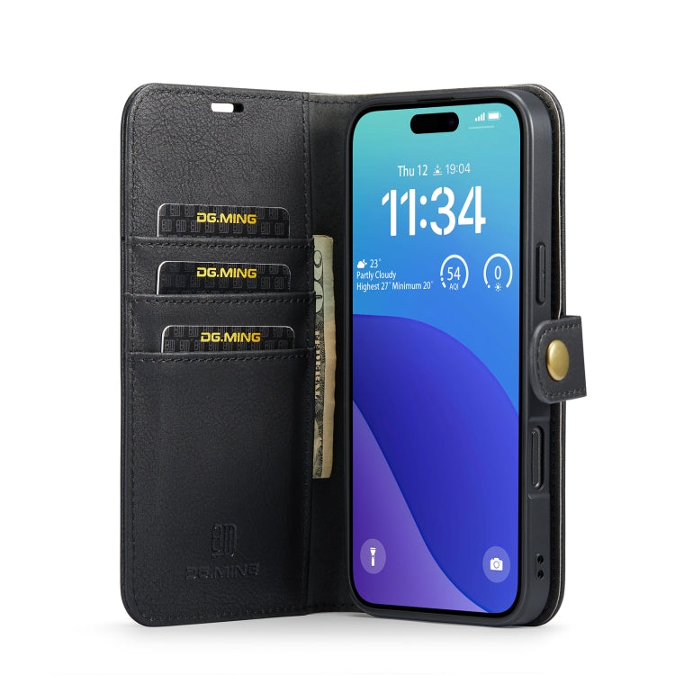 For iPhone 16 Pro DG.MING Crazy Horse Texture Detachable Magnetic Leather Phone Case(Black) - free shipping - PMC Jewellery - Order now!