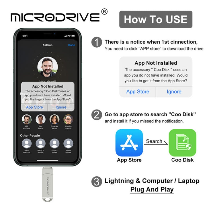 MicroDrive 2 In 1  8 Pin + USB 2.0 Portable Metal USB Flash Disk, Capacity:16GB(Silver) - free shipping - PMC Jewellery - Order now!