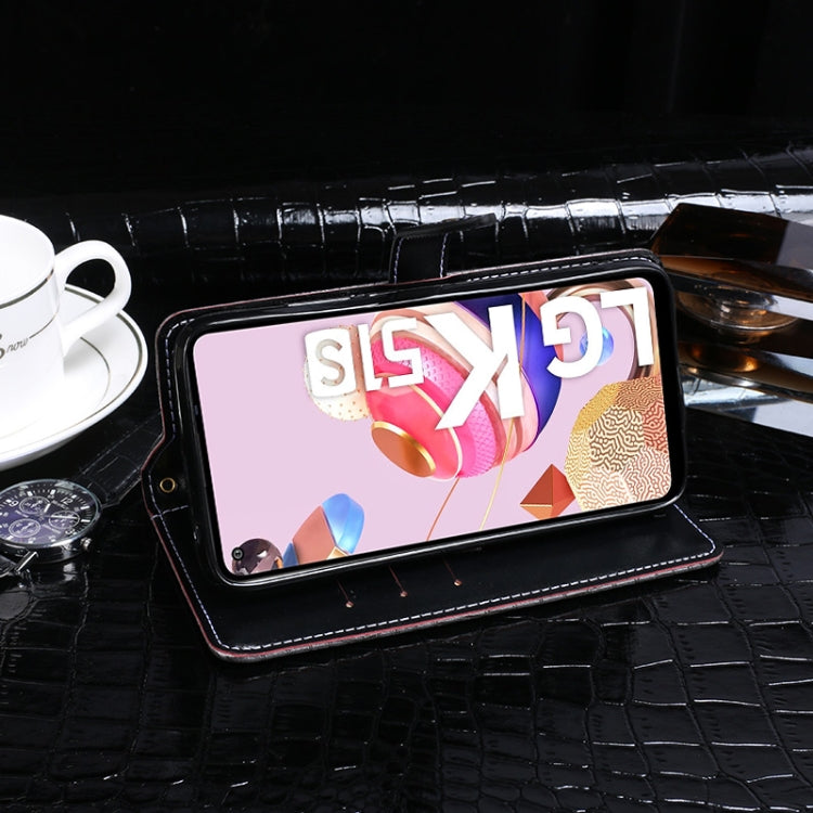 For LG K51S idewei Crocodile Texture Horizontal Flip Leather Case with Holder & Card Slots & Wallet(Black) - LG Cases by idewei | Online Shopping South Africa | PMC Jewellery | Buy Now Pay Later Mobicred