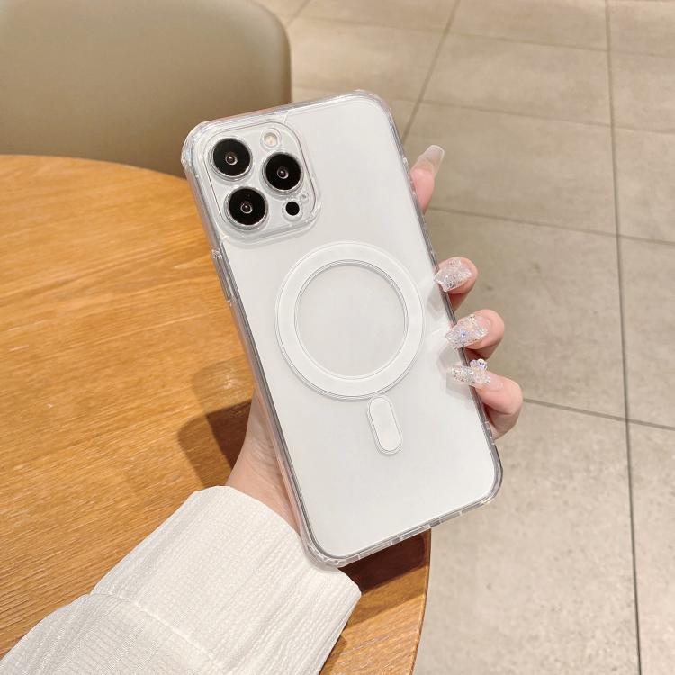 For iPhone 16e Fine Hole MagSafe Magnetic Clear Acrylic TPU Case(Transparent) - iPhone 16e Cases by PMC TechLife | Online Shopping South Africa | PMC TechLife | Buy Now Pay Later Mobicred
