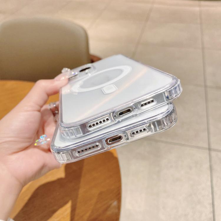 For iPhone 16e Fine Hole MagSafe Magnetic Clear Acrylic TPU Case(Transparent) - iPhone 16e Cases by PMC TechLife | Online Shopping South Africa | PMC TechLife | Buy Now Pay Later Mobicred