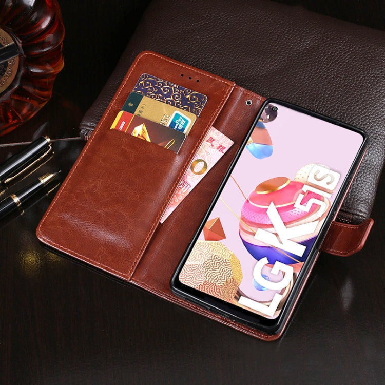 For LG K51S idewei Crazy Horse Texture Horizontal Flip Leather Case with Holder & Card Slots & Wallet(Dark Blue) - LG Cases by idewei | Online Shopping South Africa | PMC Jewellery | Buy Now Pay Later Mobicred