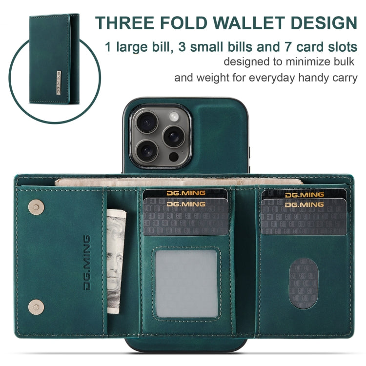 For iPhone 16 Pro Max DG.MING M1 Series 3-Fold Multi Card Wallet Leather Phone Case(Green) - free shipping - PMC Jewellery - Order now!